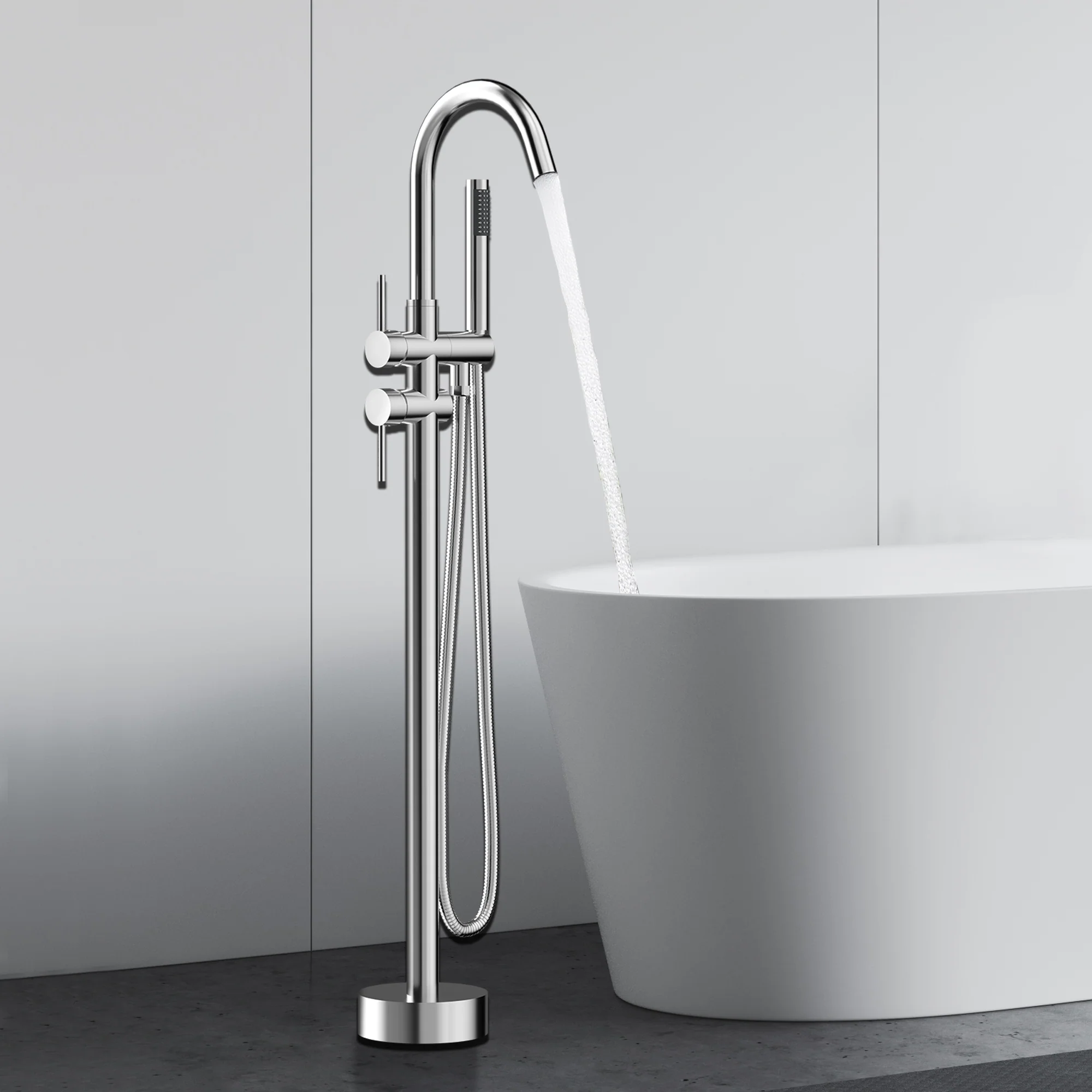 SpaSyra Freestanding Tub Faucet with Hand Shower - Image 9