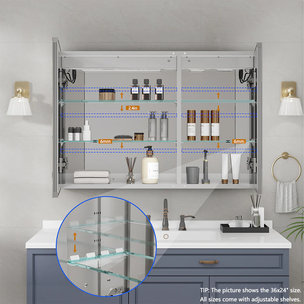 VEWRA 20 x 26" Lighted Medicine Cabinet | Left-Hinged - Image 7