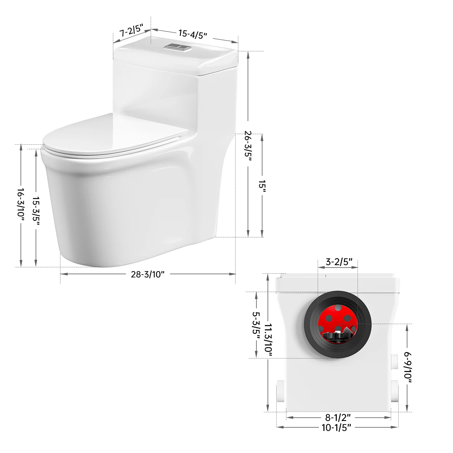 SNFLEX One-Piece Macerating Toilet | 600W Upflush Toilet - Image 11
