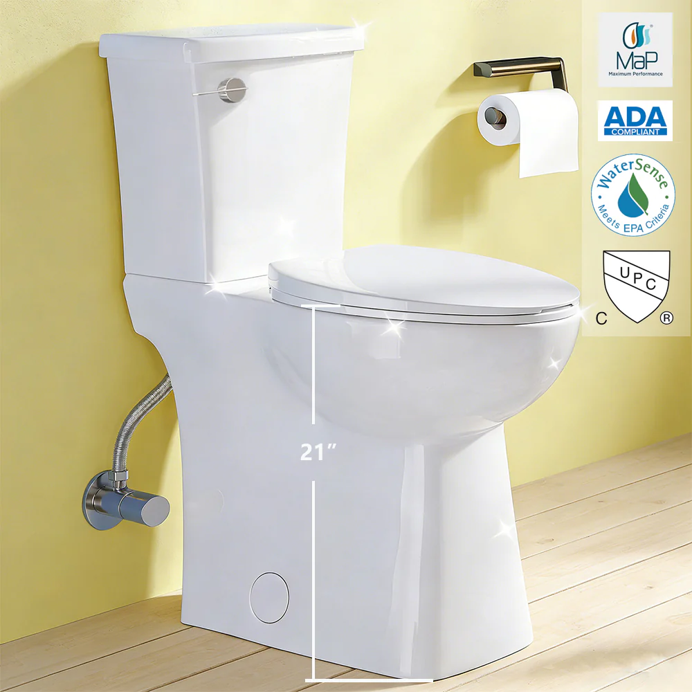 ELEMAZ Skirted 21 Inch Tall Toilet | Elongated High Toilet For Seniors Tall Person - Image 5