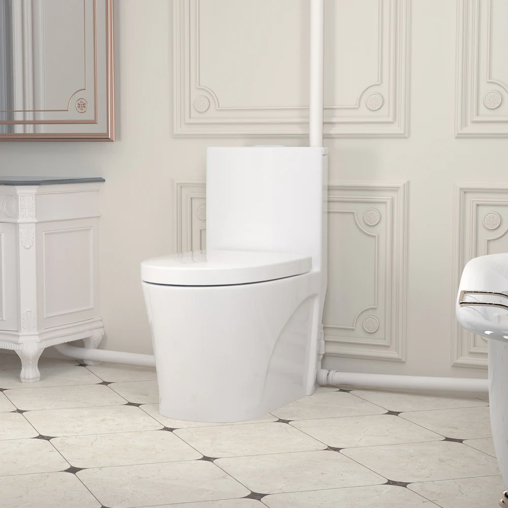 SNFLEX One-Piece Macerating Toilet | 5" Slim Tank Upflush Toilet System - Image 12