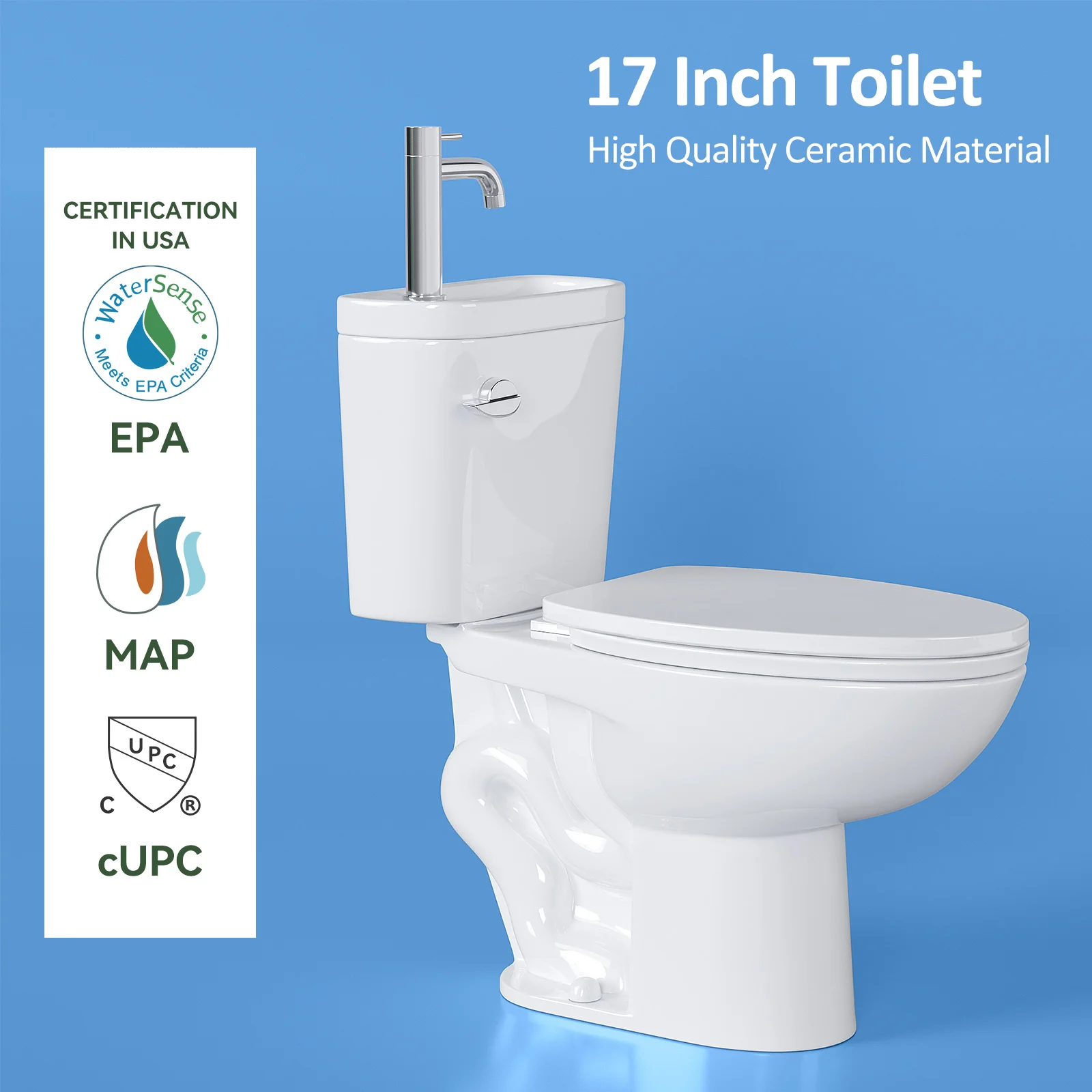 Modern 2 in 1 Toilet Bowl with Basin Sink | ADA Comfort Chair Height - Image 6