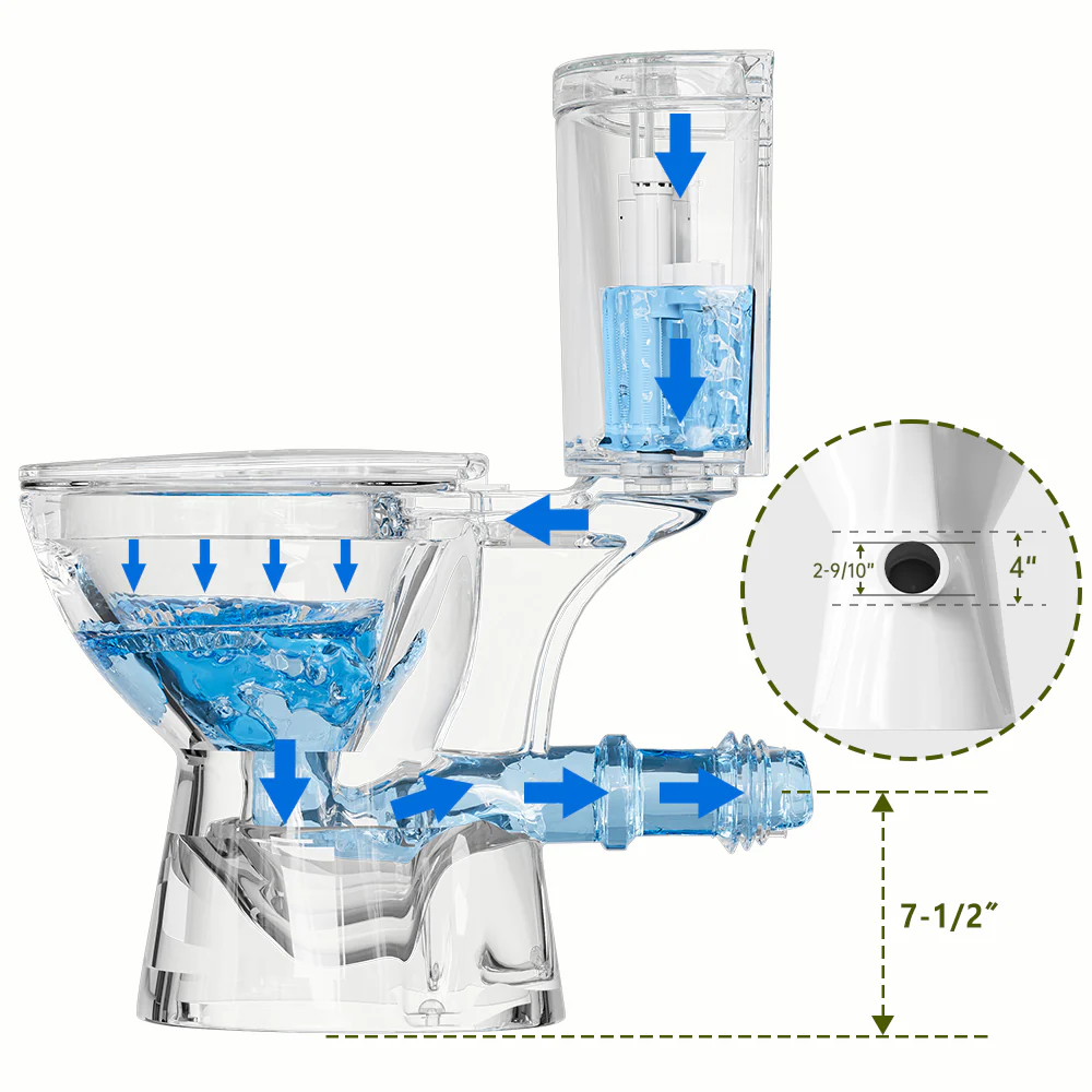 ELEMAZ 19" Tall Toilet | ADA Height Toilet Rear Discharge - Image 6