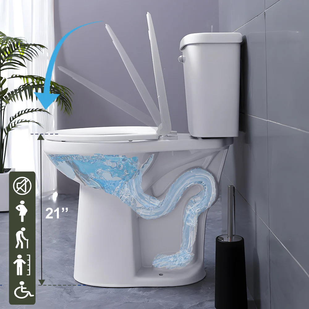 ELEMAZ 21" Extra Tall Toilet | ADA Height Toilet Elongated Bowl - Image 3